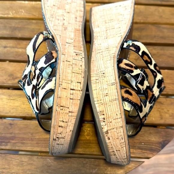 Sam Edelman Platform Slides - Leather uppers. Animal Print. EUC - Size 10M - Picture 6 of 8